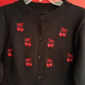 Retro Black w/ Embroidered Cherry Cardigan by
Olive Avenue